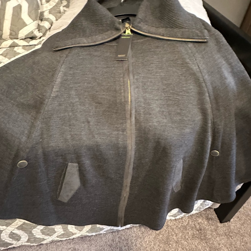 Mixit Charcoal Zip-Up Sweater Cape